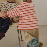 寬寬條紋拼色套裝-珊瑚橘