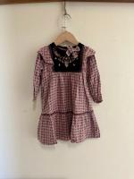 紫色印花洋裝附同花色髮夾