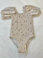 泡泡袖碎花泳衣