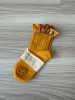 蕾絲花邊短襪（芥黃）