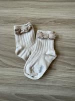 格紋蝴蝶結短襪（白）