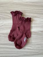 Liberty花邊短襪（酒紅）