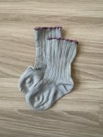 跳色捲邊短襪（海藍）