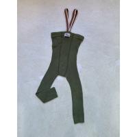 撞色條紋拼接吊帶褲 - Olive