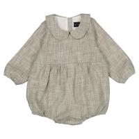 Basile開心果綠條紋有機棉包屁衣