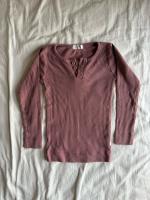 基礎鈕扣螺紋長袖上衣