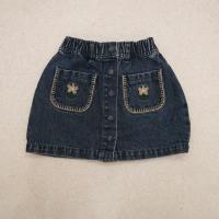 Pockets Skirt Chambray Flowers - Denim Blue 4y