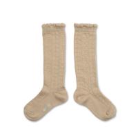 Juliette Sable - 有機棉鏤空針織及膝襪 淺棕