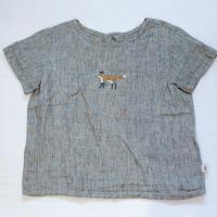 手工棉麻刺繡短䄂襯衫(狐狸刺繡）