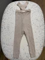 美麗諾米灰螺紋吊帶合身褲 Merino leggings – almond