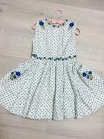 復古刺繡花磚圓裙洋裝