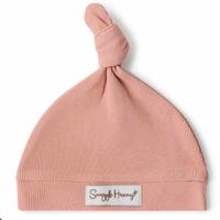 Rose Ribbed Organic Knotted Beanie
