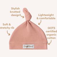 Rose Ribbed Organic Knotted Beanie