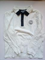 Jacadi質感男孩長袖 Polo 上衣|8A(128cm)|經典白×深藍配色