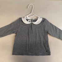 小白圓領條紋上衣