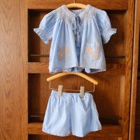 水藍色短袖套裝