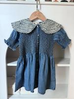 藍色牛仔刺繡洋裝