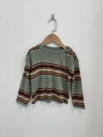 Long Sleeve Boxy Top-Overcast Patio Stripe