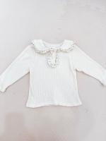 花瓣領鬆餅格上衣