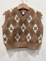 Tiny bear 英倫格菱紋小熊毛料背心