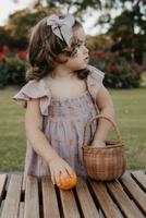 有機Muslin棉紗小花刺繡荷葉袖洋裝