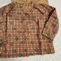 格紋花朵長袖襯衫