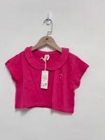 桃紅圓領短袖上衣