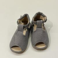 手工T字魚口亞麻涼鞋