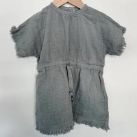 灰藍連身抽繩褲