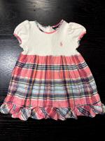 經典公主袖粉彩格紋洋裝