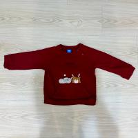 紅色聖誕元素刷磨毛長袖上衣