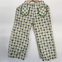 拓荒者綠格紋藍花蕾絲口袋寬褲