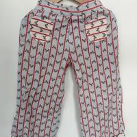 水藍海狸條紋小花口袋寬褲