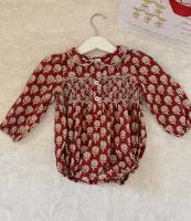 紅色印花絨布包屁衣