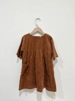 燈芯絨五分袖洋裝