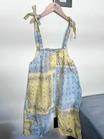 變形蟲圖紋經典拼色綁帶連身褲