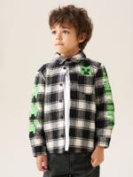 Minecraft 刷毛100%棉格紋襯衫