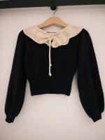 復古針織領圍長袖上衣