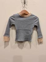 Bel&Bow 淺灰撞色羅紋長袖上衣