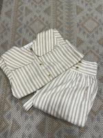 白色米色條紋套裝