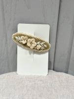 布刺繡橢圓髮夾