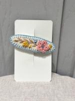 布刺繡橢圓髮夾