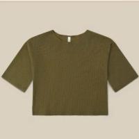 橄欖綠華夫格紋上衣