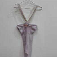 復古螺紋吊帶褲 Creamy Lavender