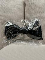 絲絨中蝴蝶結金色波點髮夾(黑）