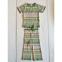 綠色條紋上衣長褲套裝