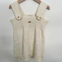 復古糖果甜心刺繡針織坑條上衣