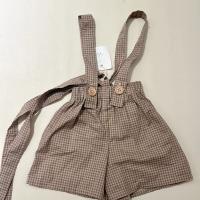 格紋吊帶褲