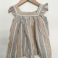 荷葉邊無袖條紋上衣