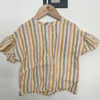 亞麻落肩大荷葉袖上衣